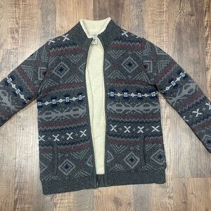 Mens LL Bean Lamb Wool Full Zip Sweater